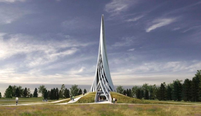 the schematic of a large tower